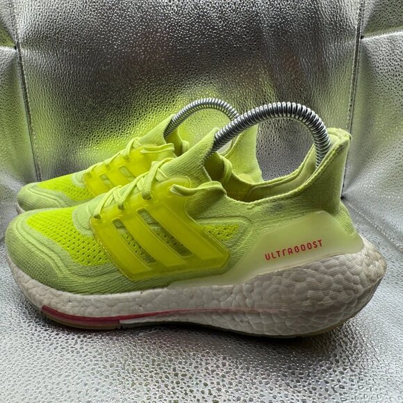 Size 6.5 Adidas Ultraboost 21 Vibrant White Yellow Womens Comfort Running Shoes - Picture 7 of 10